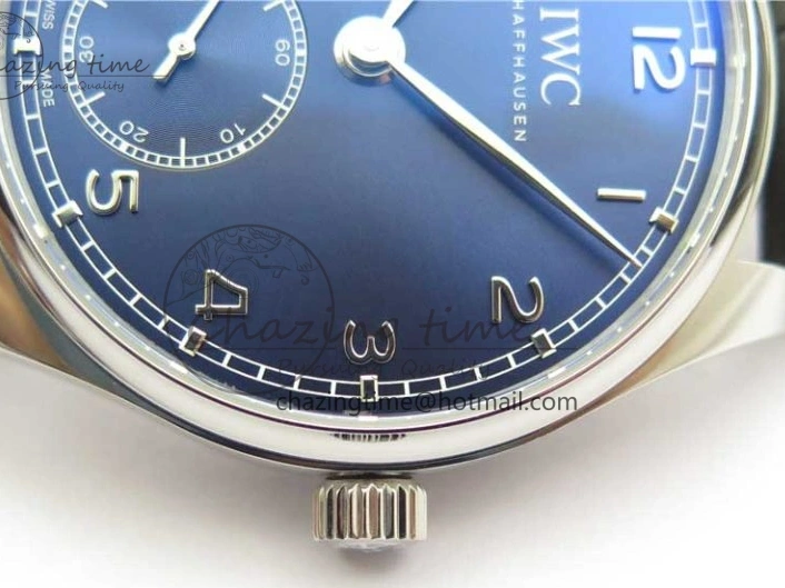 MIROTIME 0426 TimelessDesign Portuguese IW358304 ZF 1:1 Best Edition SS Blue Dial on Leather Strap A 7078